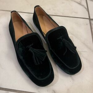 Jcrew  Green Velvet Loafers